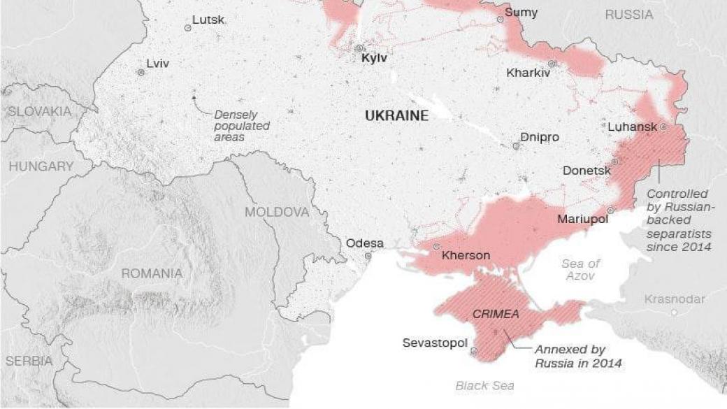 CNN публикует актуальную карту боевых действий в Украине. Показаны самыеопасные участки